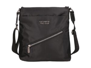 Geanta crossbody de piele ecologica cu buzunare exterioare - Negru