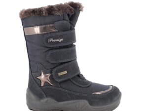 Cizme mid-calf impermeabile cu garnituri de piele intoarsa - Bleumarin