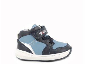 Pantofi sport de piele cu velcro - Albastru deschis