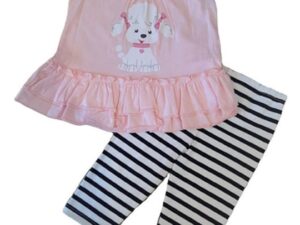 Compleu  Cu Colantei - Puppy - Maneca scurta - Bumbac - Fete - Multicolor