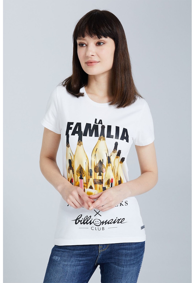 Reducere 88% - Tricou din amestec de bumbac organic cu imprimeu grafic - Alb/Negru/Galben pal 1 Tricou din amestec de bumbac organic cu imprimeu grafic - Alb/Negru/Galben pal