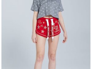 Pantaloni scurti cu strasuri - Rosu inchis
