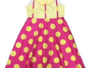 Rochie fete Gouspin - roz cu buline galbene