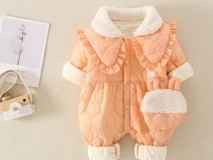 Combinezon din fas  Model AL 20668 Bella - Pentru bebelusi - Fete - 6-9 - Roz - Roz somon