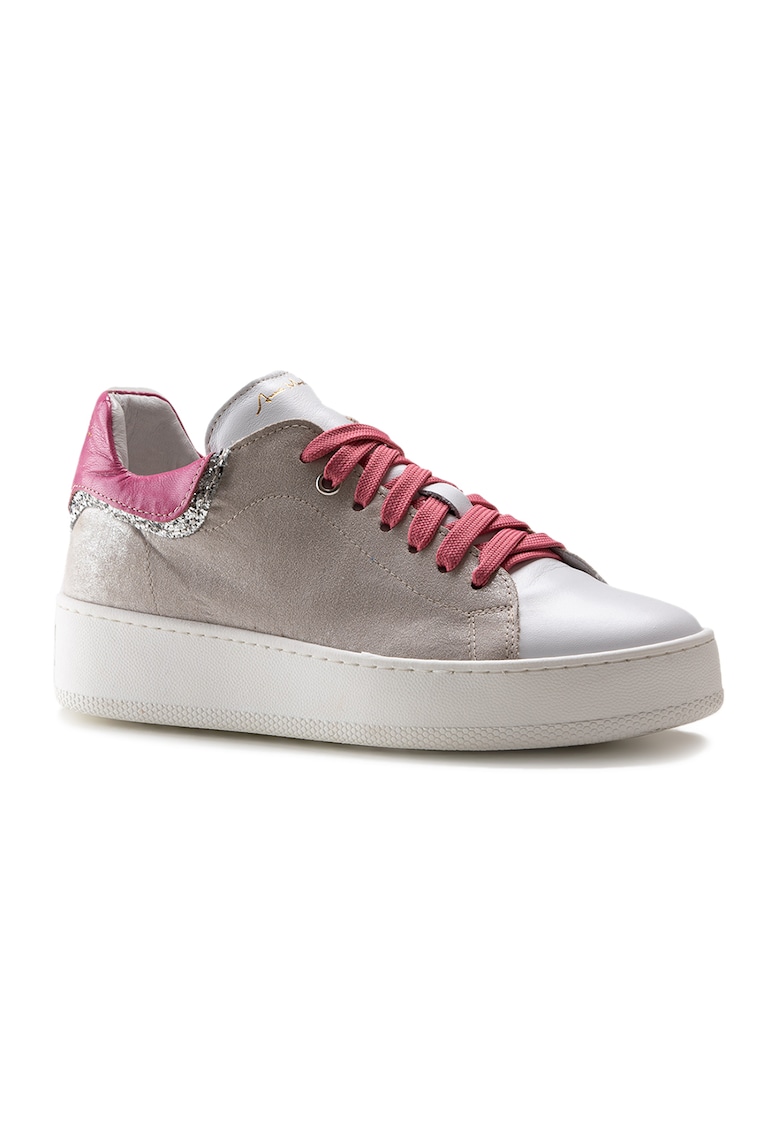 Reducere 81% - Pantofi sport de piele cu detaliu stralucitor - Alb/Fucsia/Argintiu 1 Pantofi sport de piele cu detaliu stralucitor - Alb/Fucsia/Argintiu