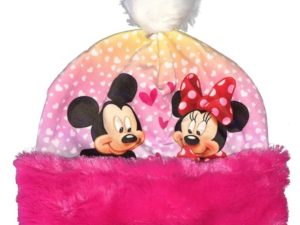 Caciula copii  Minnie Mouse - roz - 100% poliester - calduroasa - cu pompon