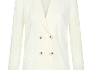 Cardigan din amestec de bumbac cu model torsade - Alb