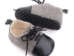 Pantofi eleganti  Model AL 20224 ZigZag - Textil - Pentru bebelusi - Baieti - 9-12 - Negru cu alb - 20 - Multicolor