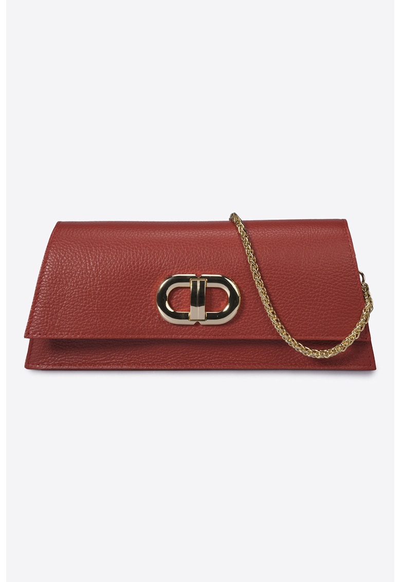 Reducere 88% - Geanta crossbody din piele cu bareta din lant - Rosu inchis 1 Geanta crossbody din piele cu bareta din lant - Rosu inchis