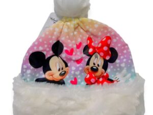 Caciula copii  Minnie Mouse - alb - 100% poliester - captusita cu polar