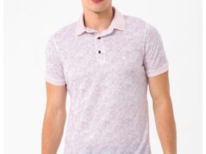 Tricou polo cu imprimeu - Alb/Roz pal
