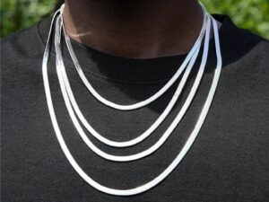 Colier barbati - argintiu - din otel inoxidabil - suflat cu aur 18k - stil sarpe - Quinn C9