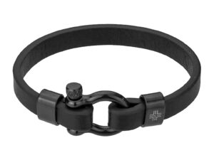 Bratara de piele - Argintiu - Negru