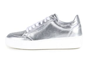 Pantofi sport din piele cu aspect metalizat - Alb murdar/Argintiu