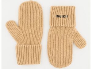 Manusi unisex din lana si casmir cu logo - Maro camel