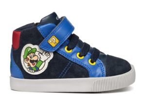 Pantofi sport inalti cu detalii de piele intoarsa - Alb/Galben/Albastru