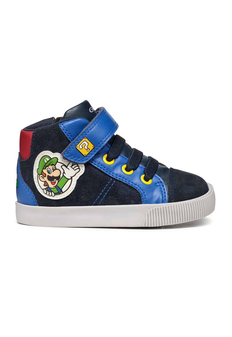 Reducere 68% - Pantofi sport inalti cu detalii de piele intoarsa - Alb/Galben/Albastru 1 Pantofi sport inalti cu detalii de piele intoarsa - Alb/Galben/Albastru
