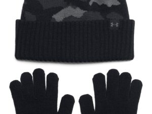 Set de manusi si caciula tricotate - Negru/Gri antracit