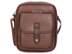 Geanta crossbody cu buzunar cu clapa - Maro inchis