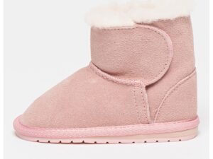 Cizme joase din piele intoarsa cu captuseala din lana Toddle - Roz