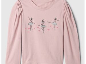 Bluza de bumbac organic cu imprimeu - Roz pal