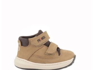 Pantofi sport de piele cu velcro - Maro camel