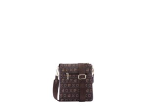 Geanta crossbody de piele ecologica cu logo - Maro