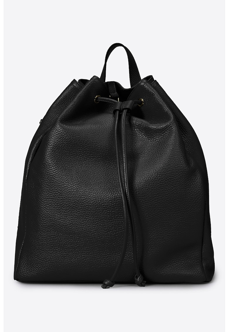 Reducere 87% - Rucsac de piele cu snur - Negru 1 Rucsac de piele cu snur - Negru