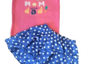 Compleu  Model I Love Mom And Dad - Bumbac - Fete - Maneca scurta - Multicolor