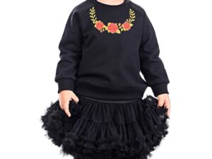 Bluza de trening din bumbac cu model floral si maneci raglan - Rosu/Verde/Negru