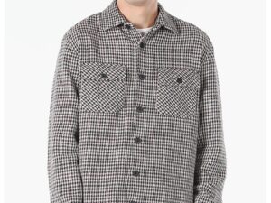 Camasa cu imprimeu houndstooth si buzunare aplicate - Alb/Negru