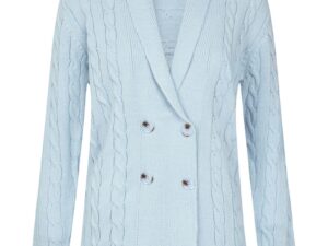 Cardigan din amestec de bumbac cu model torsade - Albastru deschis