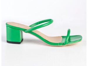 Papuci cu toc masiv - Verde