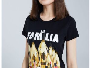 Tricou din amestec de bumbac organic cu imprimeu grafic - Negru/Galben