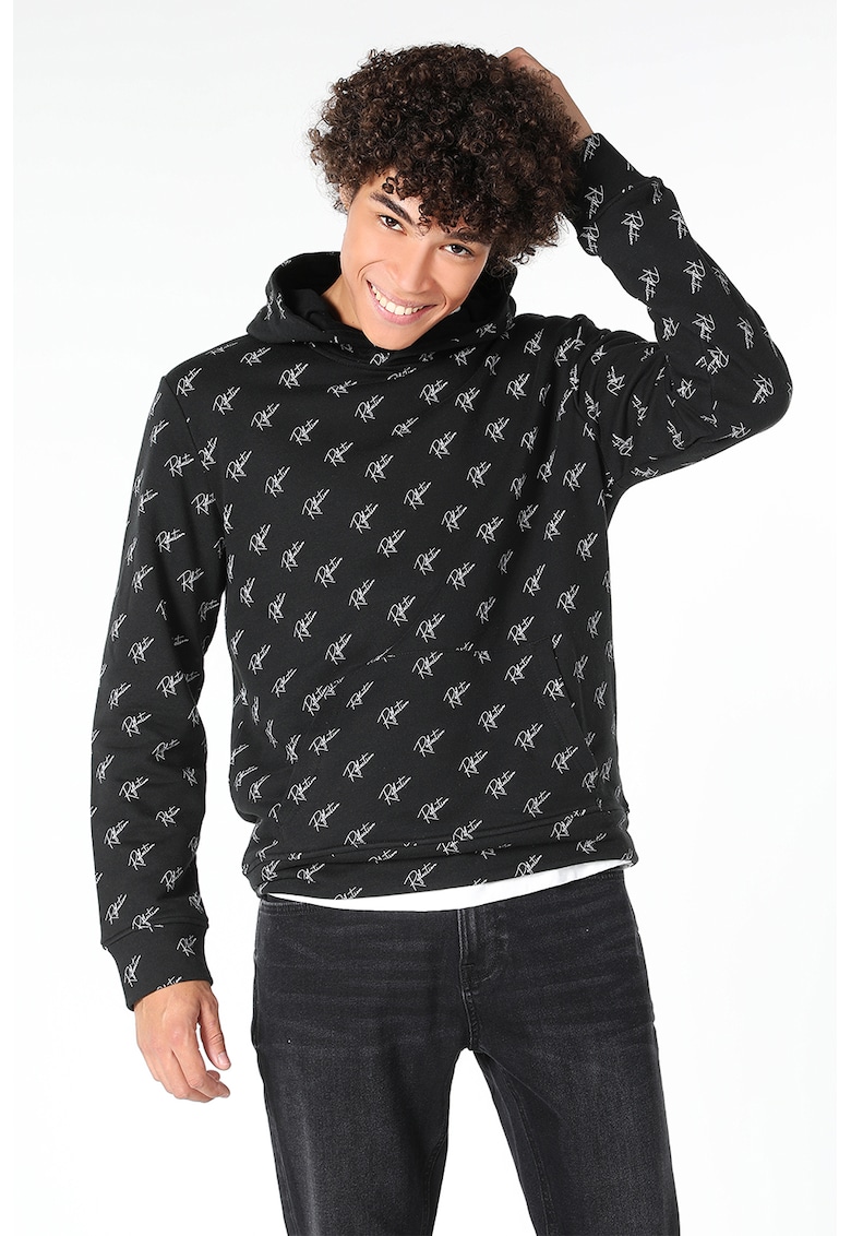 Reducere 83% - Hanorac din amestec de bumbac cu model text - Negru 1 Hanorac din amestec de bumbac cu model text - Negru