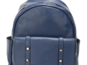Rucsac de piele cu buzunare exterioare - Albastru