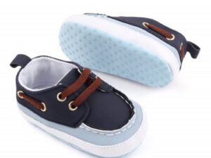 Pantofi tip mocasini  Model AL 19730 - Pentru bebelusi - Piele ecologica - Baieti - Albastru - Multicolor