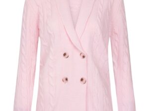 Cardigan din amestec de bumbac cu model torsade - Roz deschis