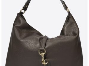 Geanta de piele cu bareta de umar - Maro inchis