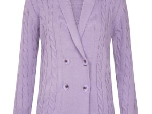 Cardigan din amestec de bumbac cu model torsade - Lila