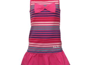Rochie pentru fete -  dungi colorate - roz - bumbac cu elastan -