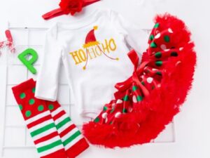 Body  Cu Fustita Din Satin - Bentita Si Jambiere - Model Ho Ho Ho - Fete - Maneca lunga - Multicolor - Multicolor