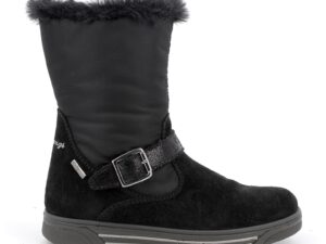 Cizme mid-calf cu segmente de piele intoarsa - Negru