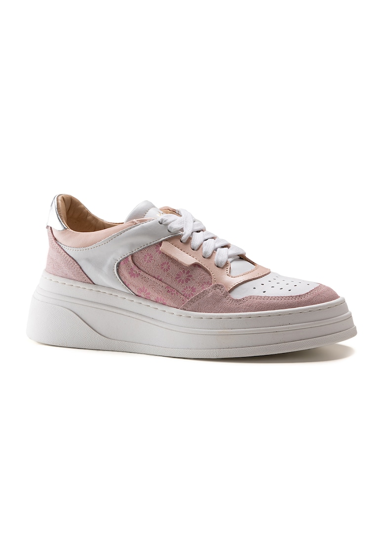 Reducere 85% - Pantofi sport de piele si piele intoarsa cu imprimeu - Alb/Bej/Roz 1 Pantofi sport de piele si piele intoarsa cu imprimeu - Alb/Bej/Roz