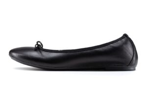 Balerini din piele cu detaliu funda - Negru