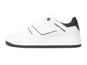 Pantofi sport de piele si piele ecologica - Negru/Alb murdar