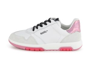 Pantofi sport din piele ecologica cu garnituri contrastante - Alb/Roz