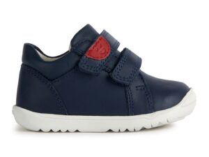Pantofi sport de piele si piele ecologica cu velcro - Rosu/Bleumarin