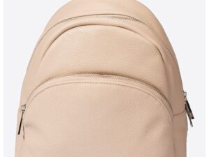 Rucsac de piele cu aspct granulat - Bej deschis