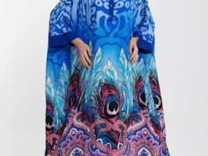 Rochie camasa oversize cu imprimeu paun